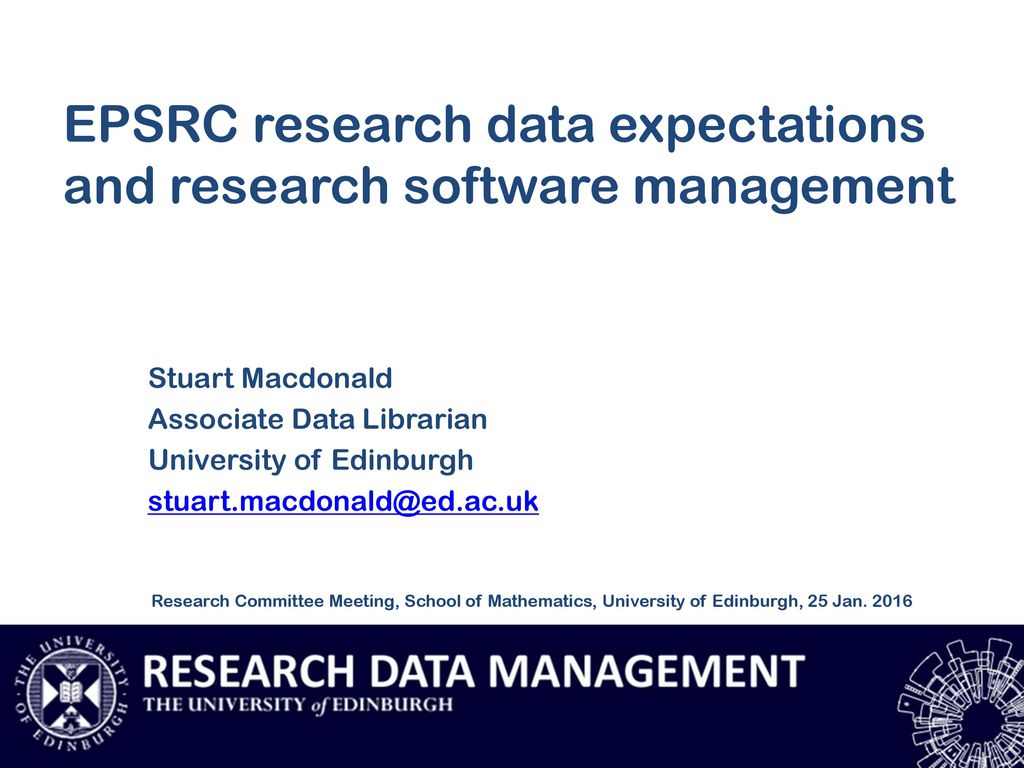 EPSRC research data expectations and research software management