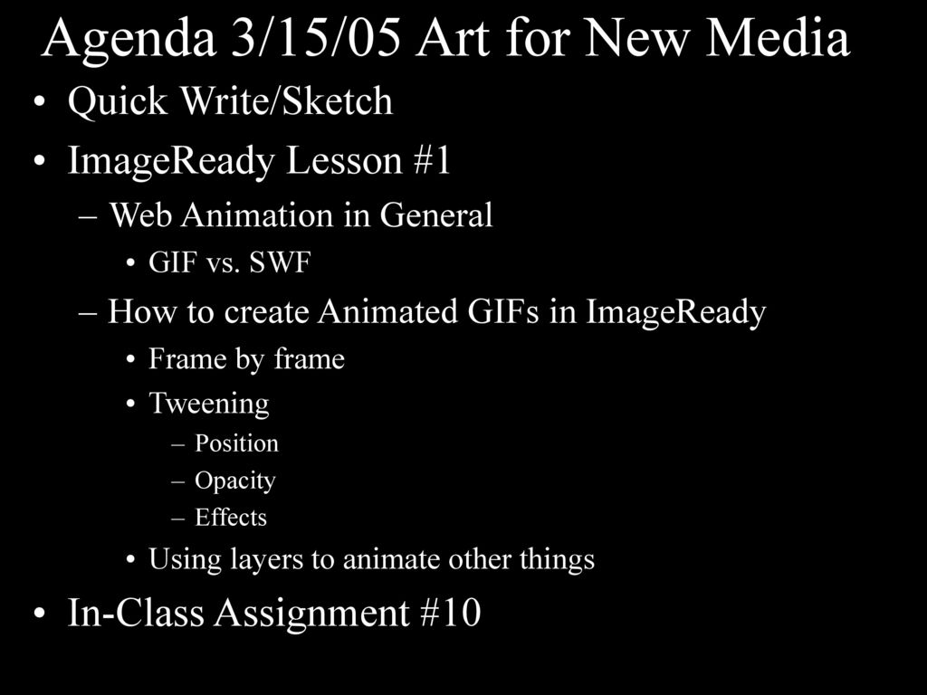 Agenda 3 15 05 Art For New Media Ppt Download Agenda 3 15 05 Art For New Media Ppt Download