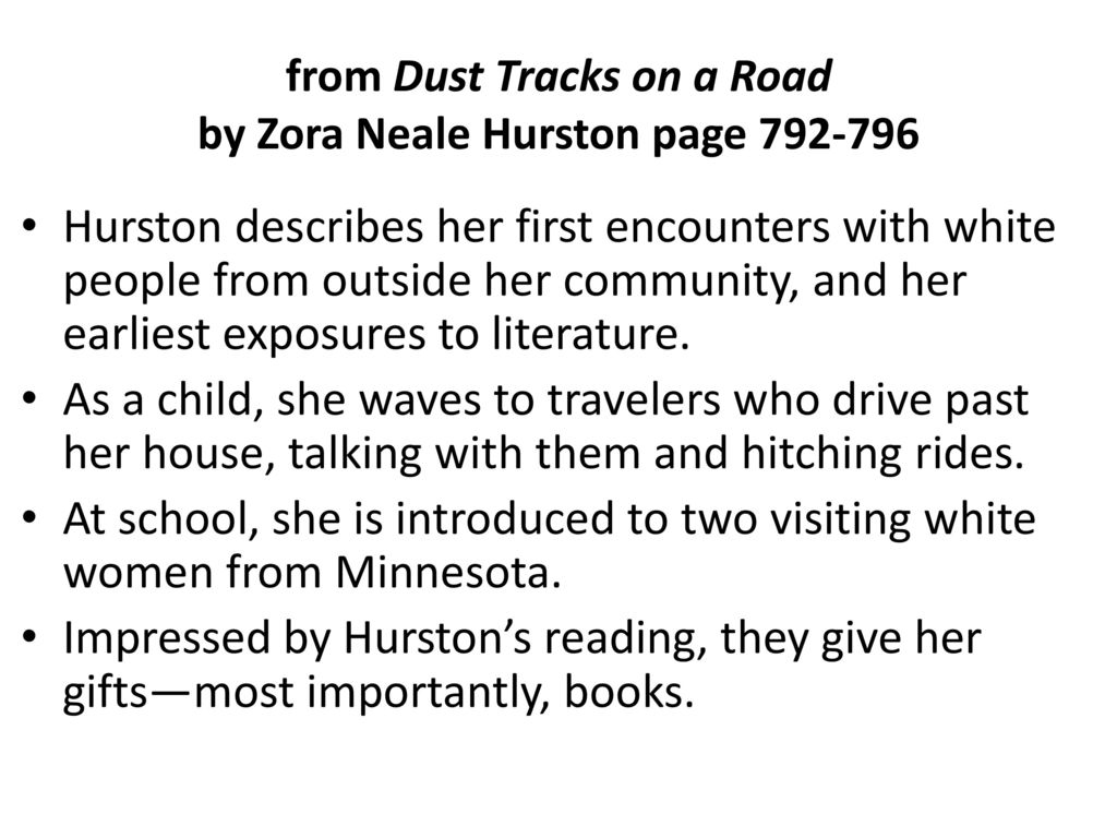 literary analysis of dust tracks on a road