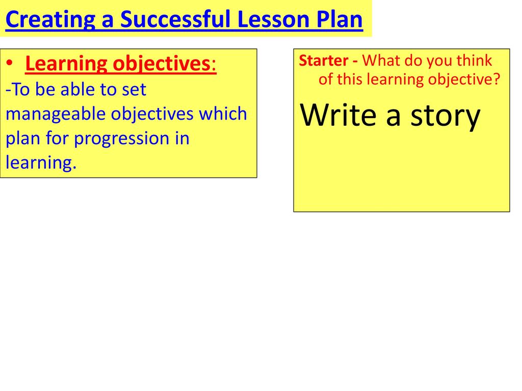 Write a story Creating a Successful Lesson Plan Learning