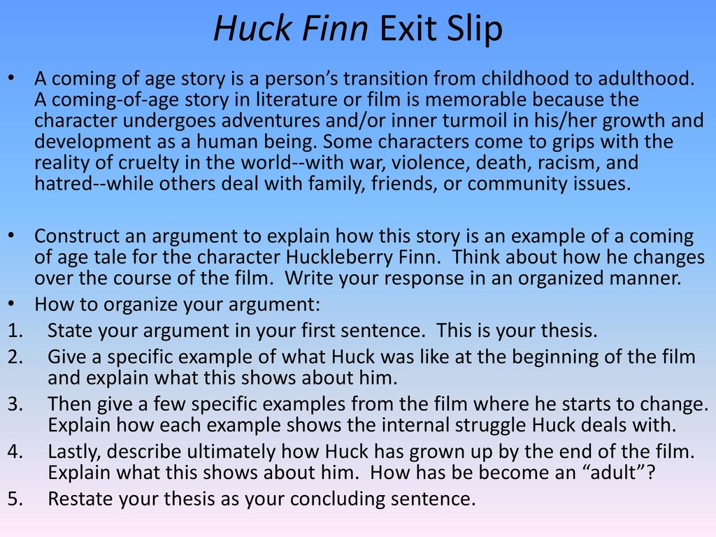 huckleberry finn coming of age