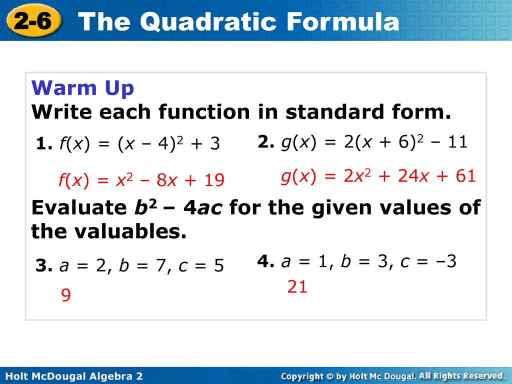 Write each function in standard form. - ppt download