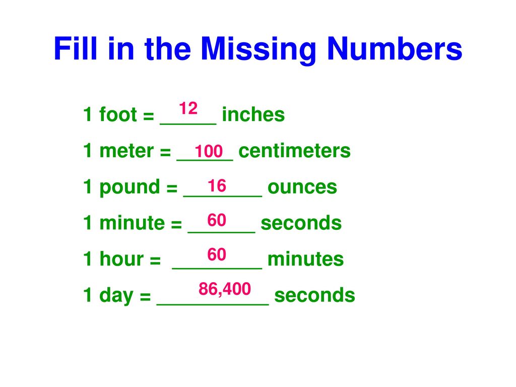 Fill in the Missing Numbers - ppt download