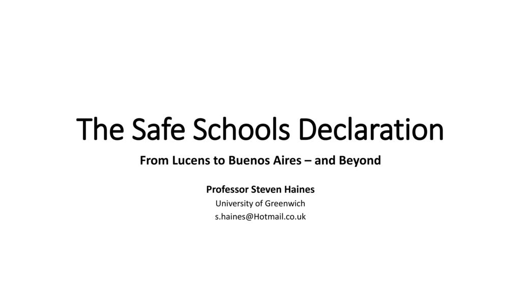 The Safe Schools Declaration - ppt download