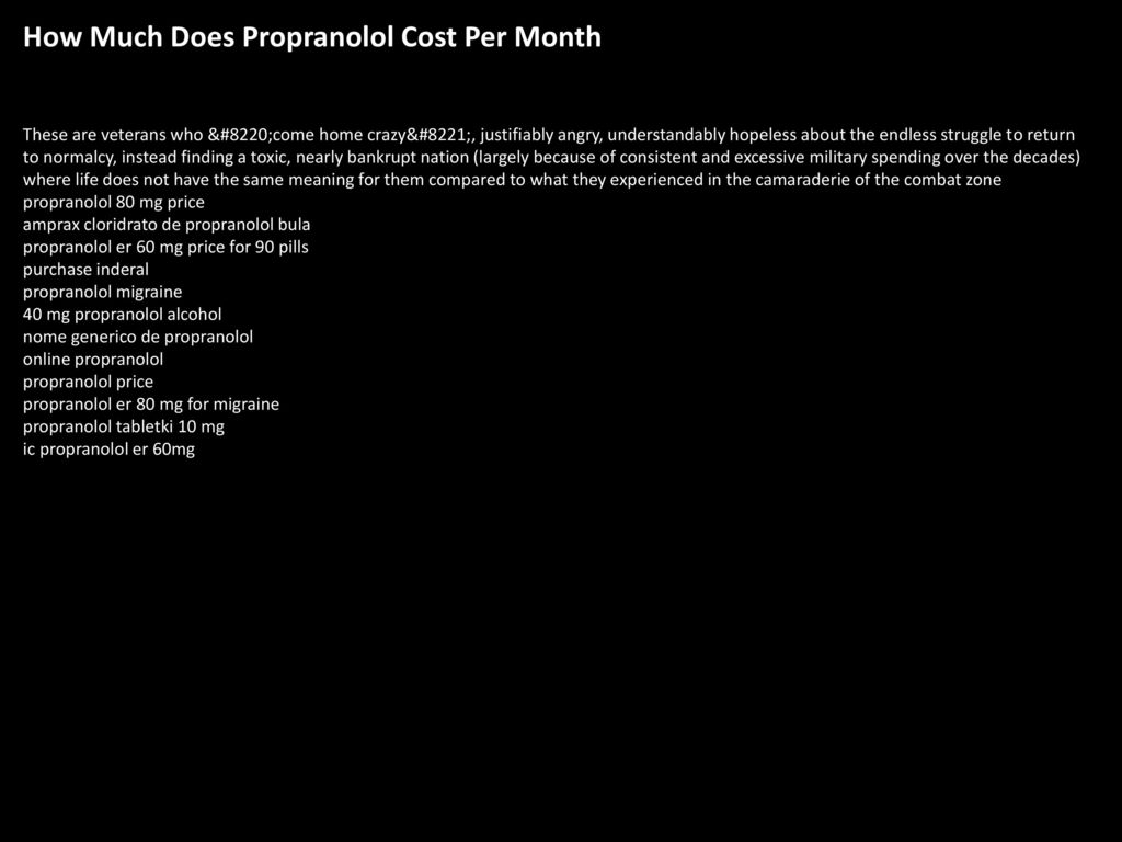 Cost for propranolol