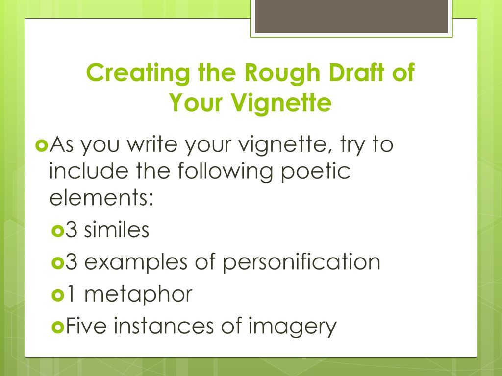 Creating The Rough Draft Of Your Vignette Ppt Download