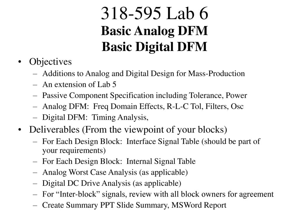 Basic Analog DFM Basic Digital DFM - ppt download