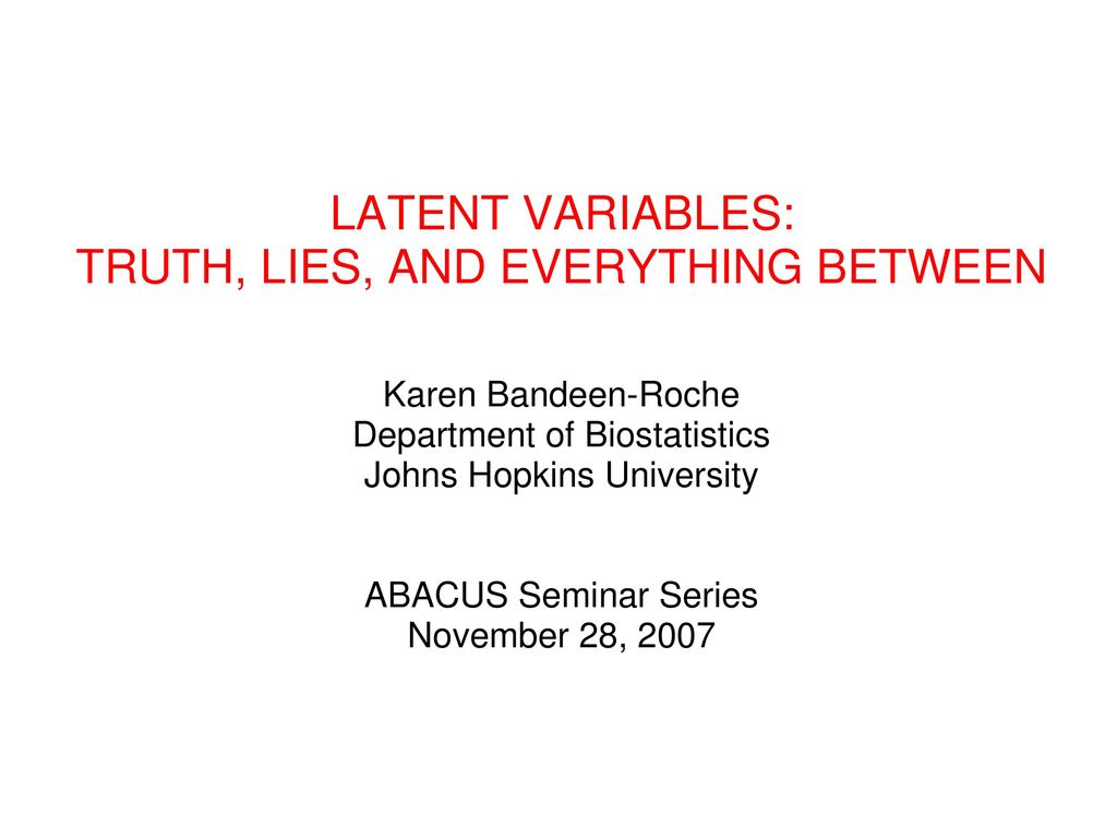 Seminars – Latent Variable Models