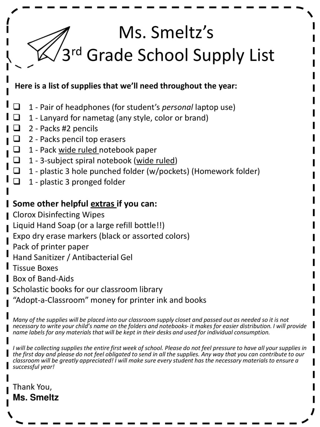 School Supply Labels for How to Use School Supplies Class