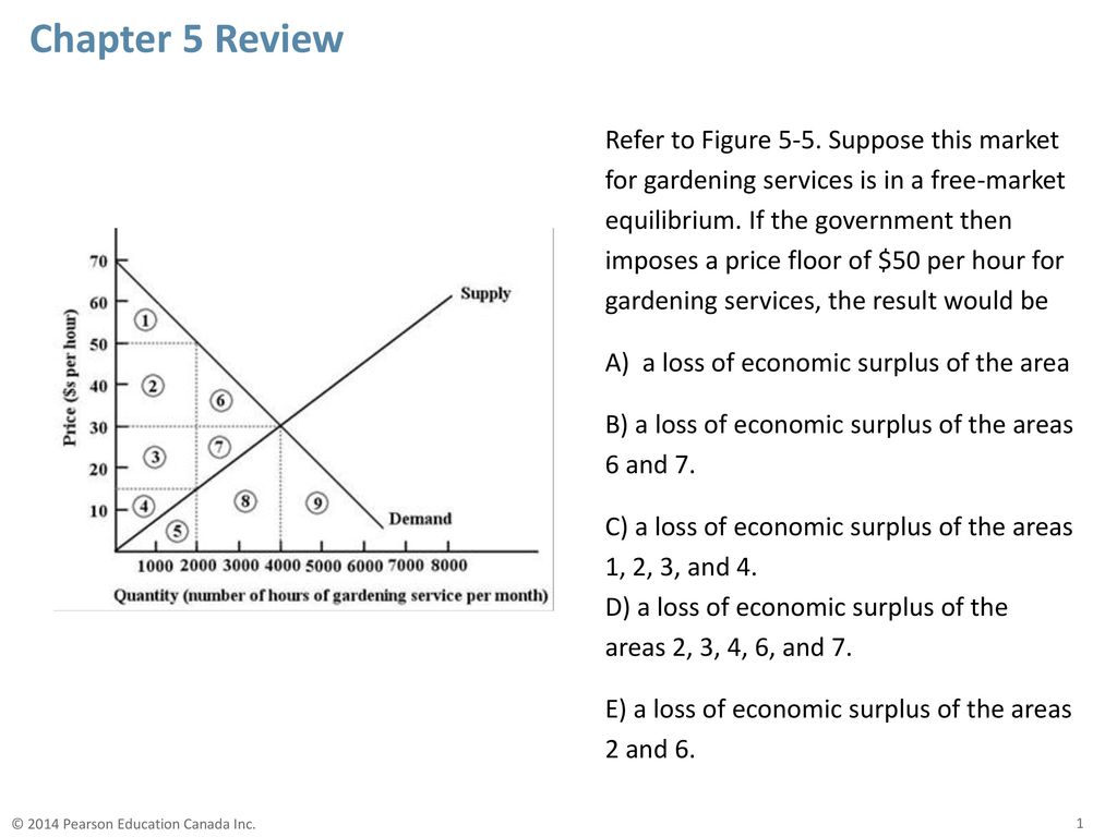 Chapter 5 Review Refer To Figure 5 5 Suppose This Market For Gardening Services Is In A Free Market Equilibrium If The Government Then Imposes A Price Ppt Download