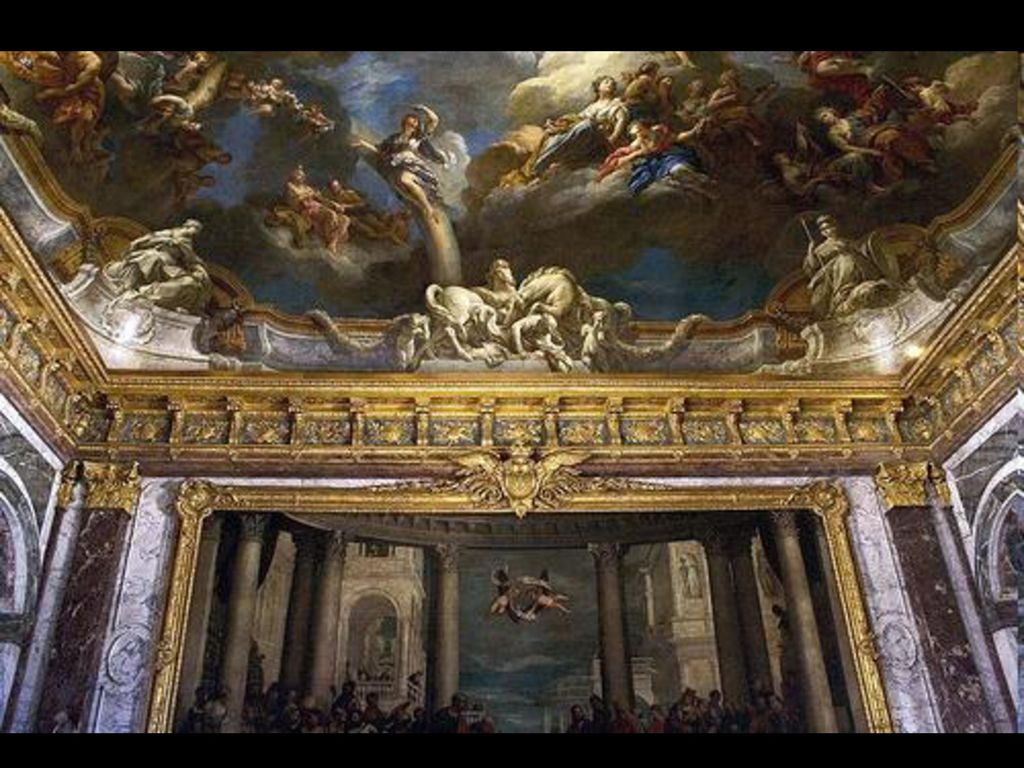 Версаль концовка. Версальский дворец зал Аполлона. Дворец Версаль в живописи. Апофеоз геркулеса Версальский дворец. Картины Версальского дворца.
