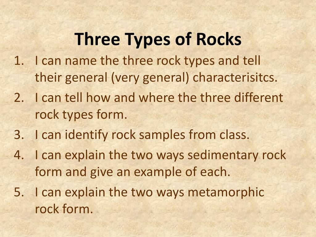Names of different rocks
