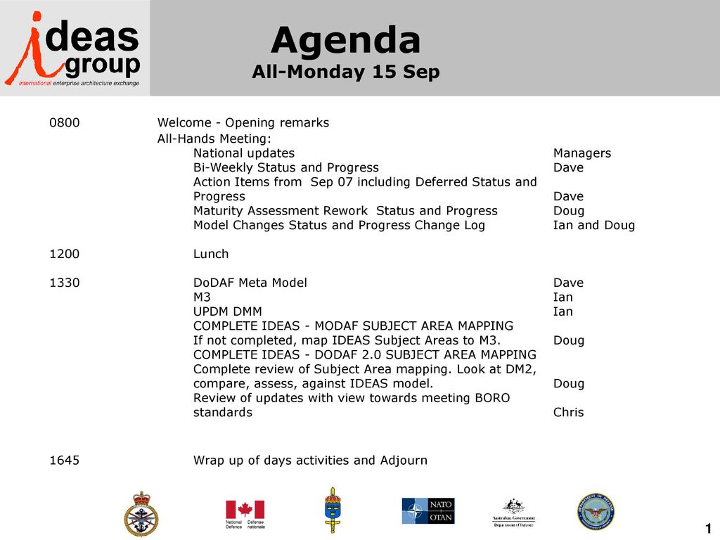 Agenda All Monday 15 Sep 0800 Welcome Opening Remarks Ppt Download