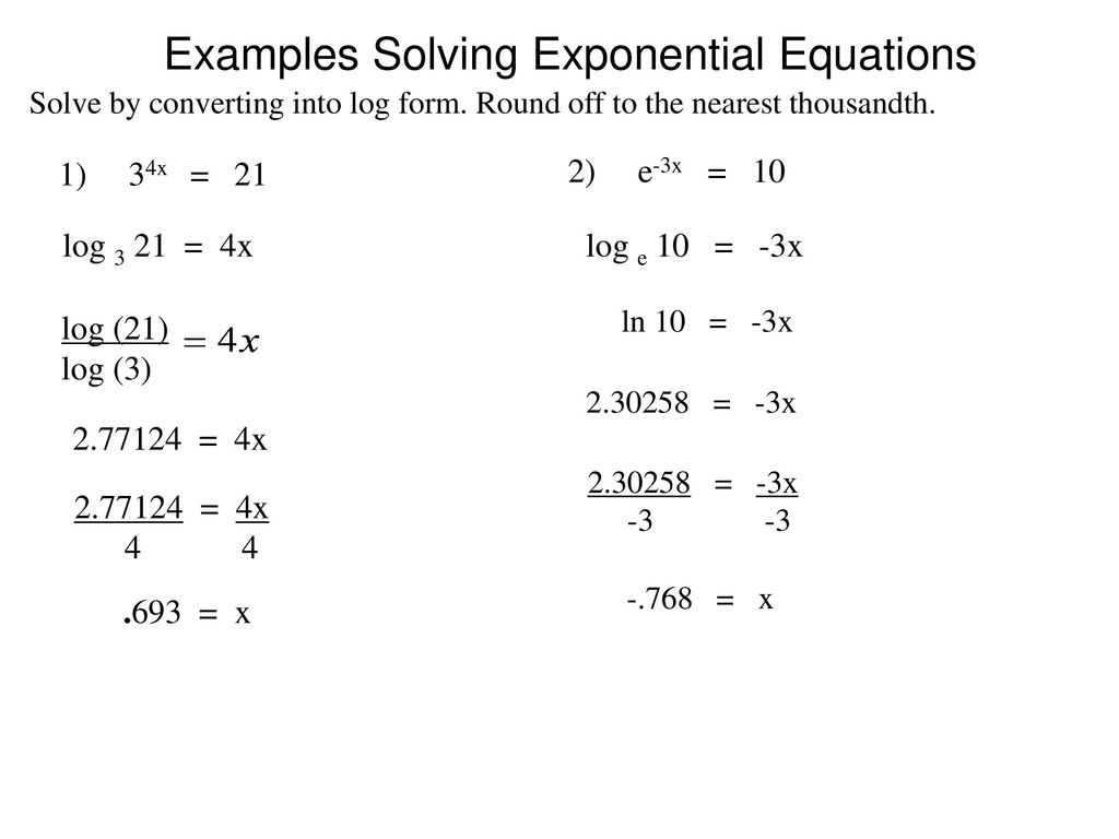 Examples Solving Exponential Equations - ppt download