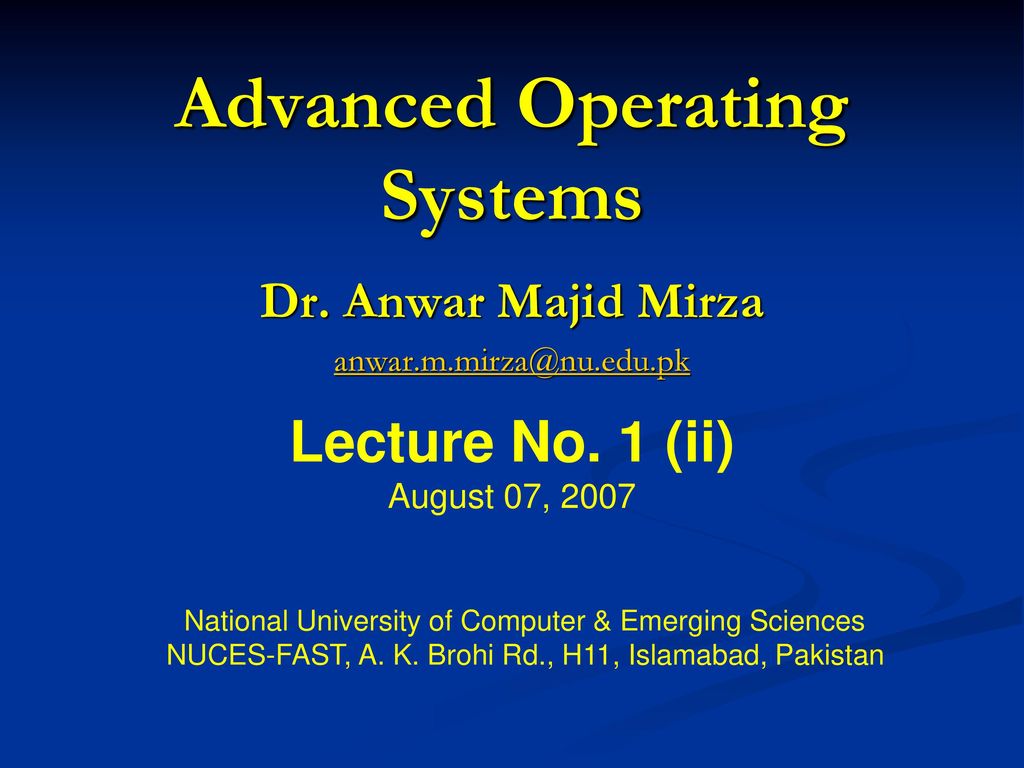 O p e r a t i n g S y s t e m s - N a n d i n i A g a r w a l. - ppt download