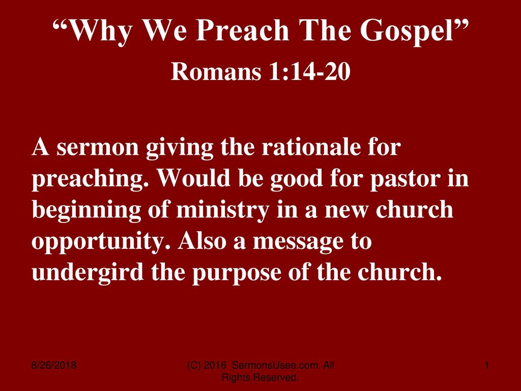 Why We Preach The Gospel Ppt Download