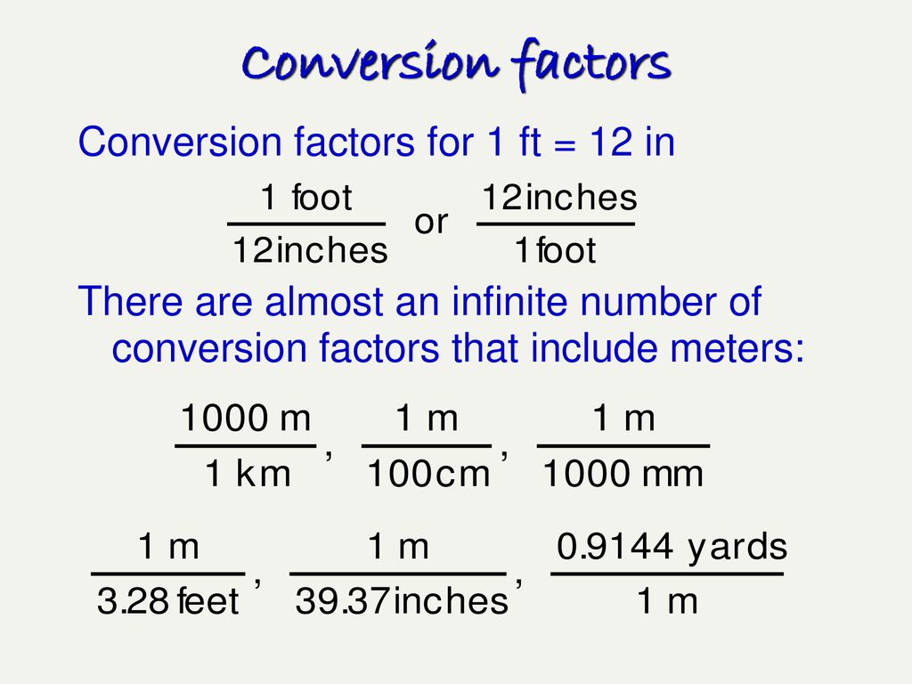 Conversion factors Conversion factors for 1 ft = 12 in - ppt download