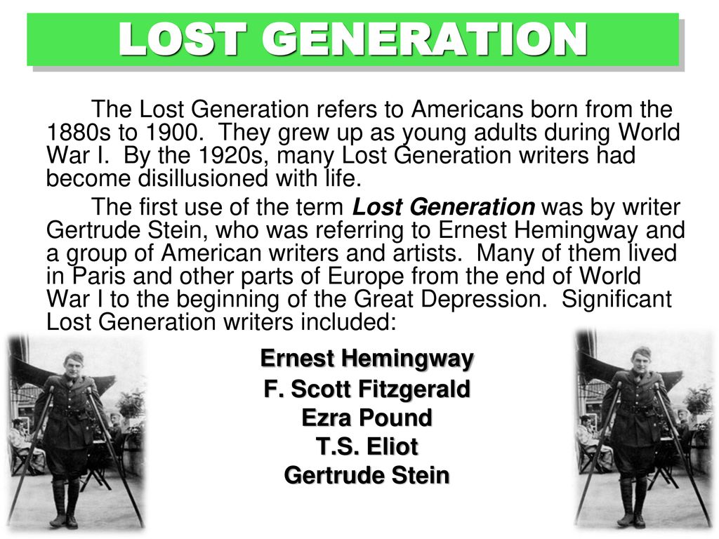 LOST GENERATION Ernest Hemingway - ppt download
