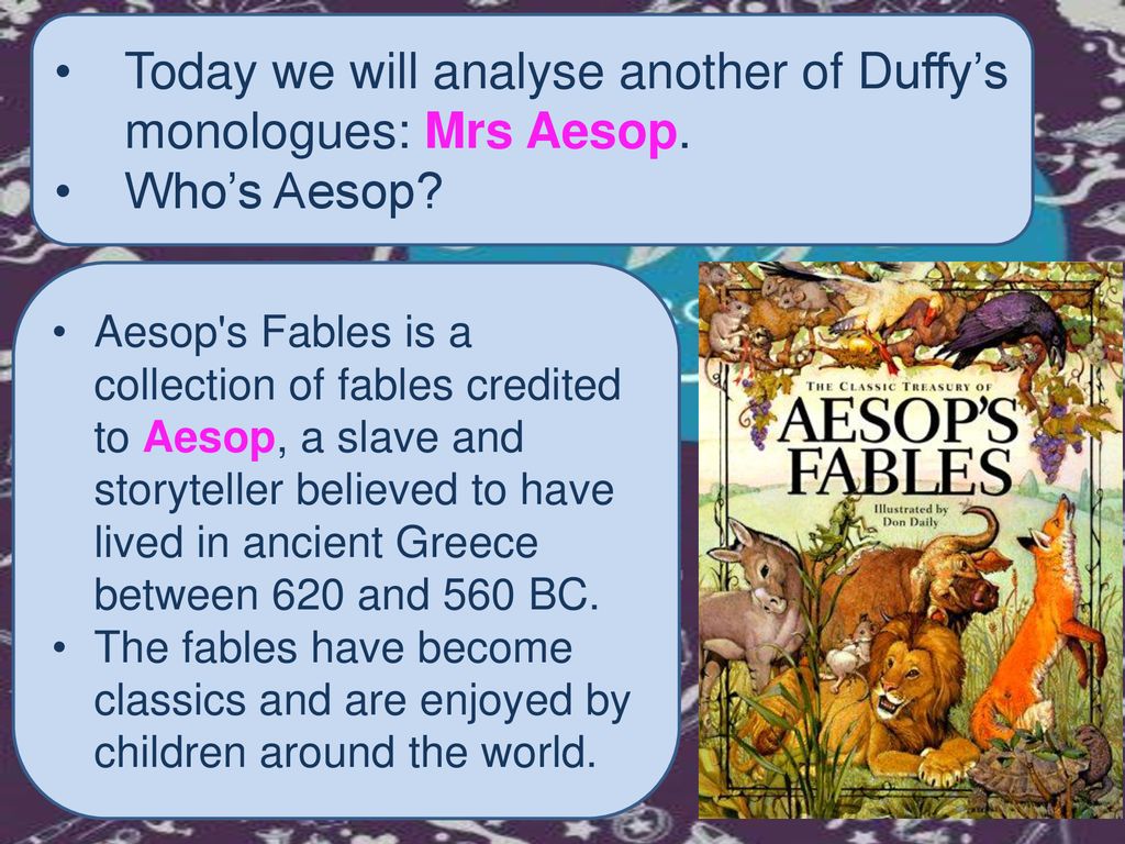 Today we will analyse another of Duffy's monologues: Mrs Aesop. - ppt  download