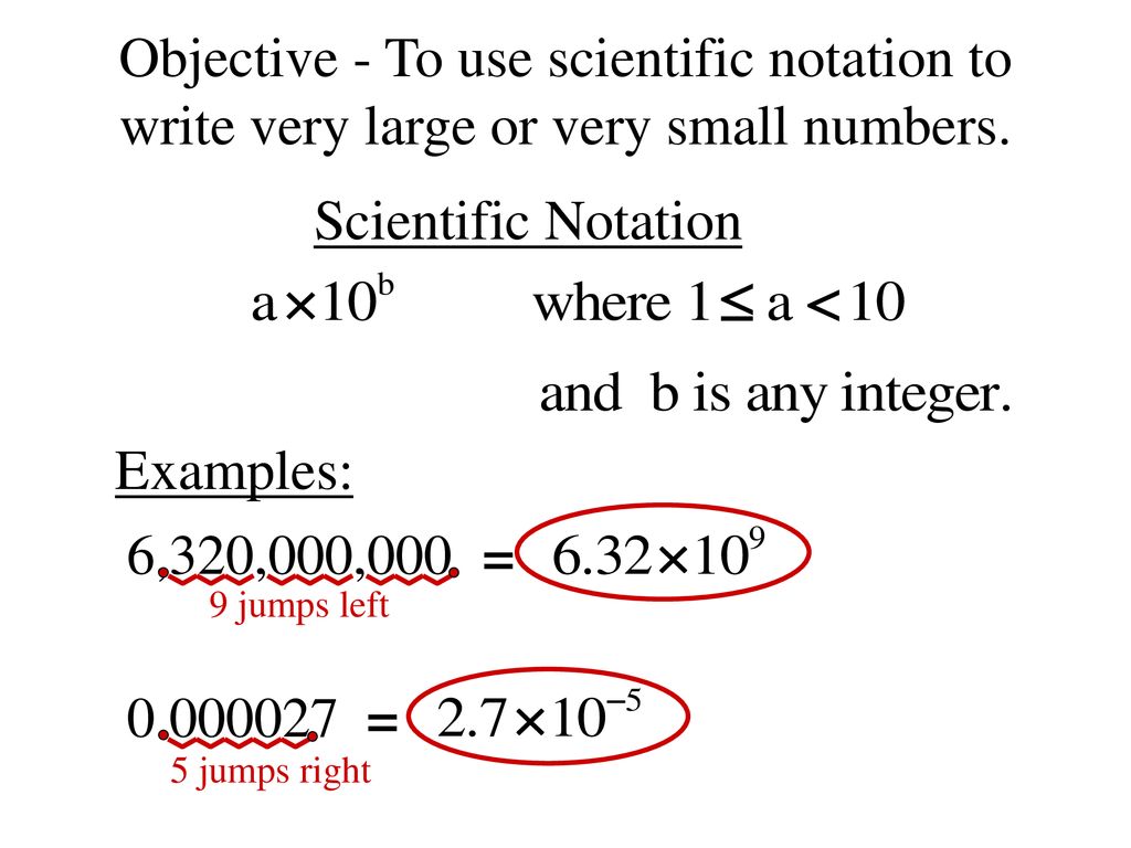 Objective - To use scientific notation to write very large or very