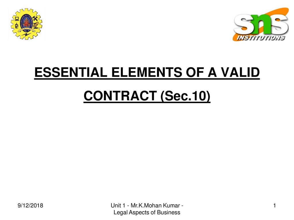 elements of a valid contract law