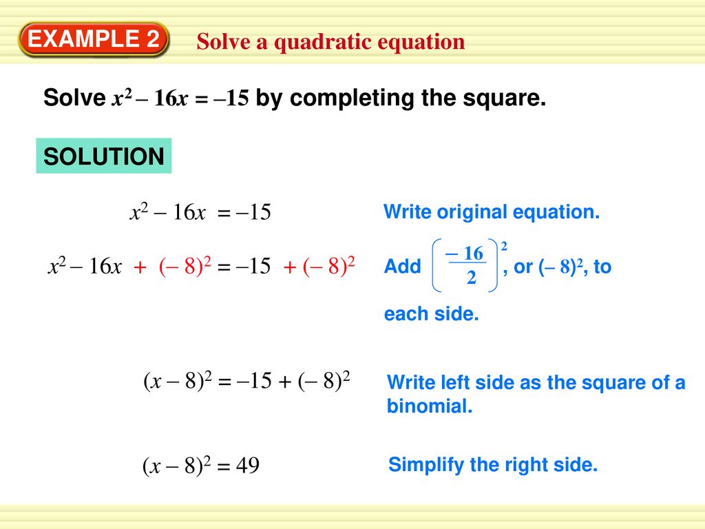 Solve a quadratic equation - ppt download