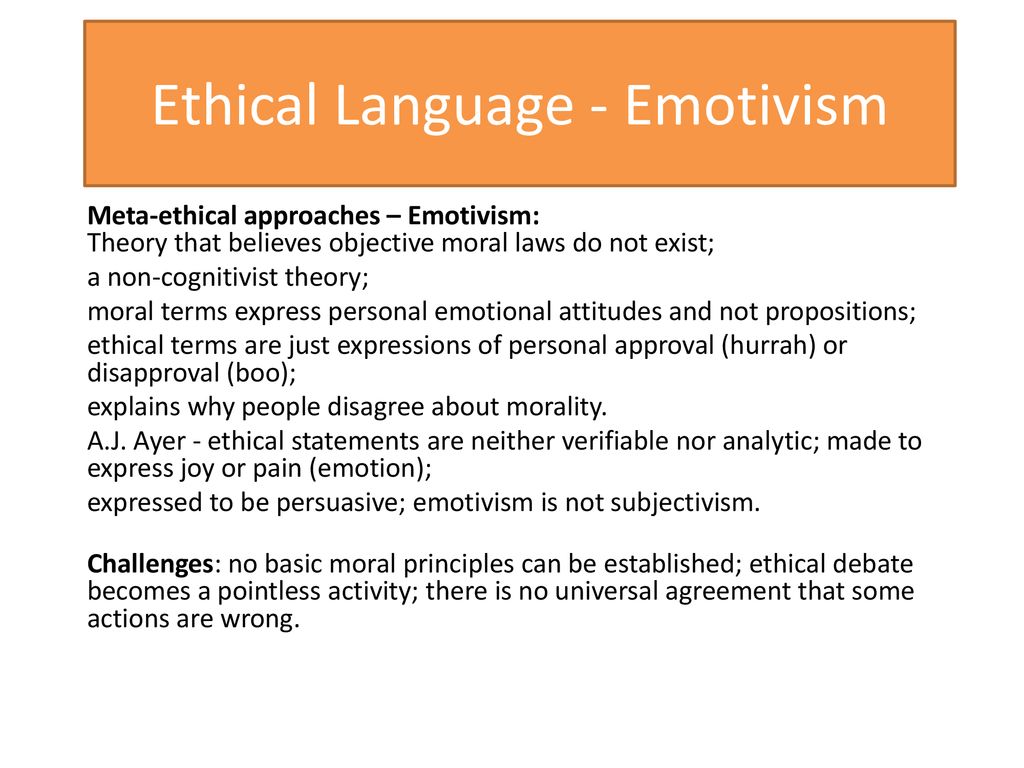 ethical language is subjective discuss