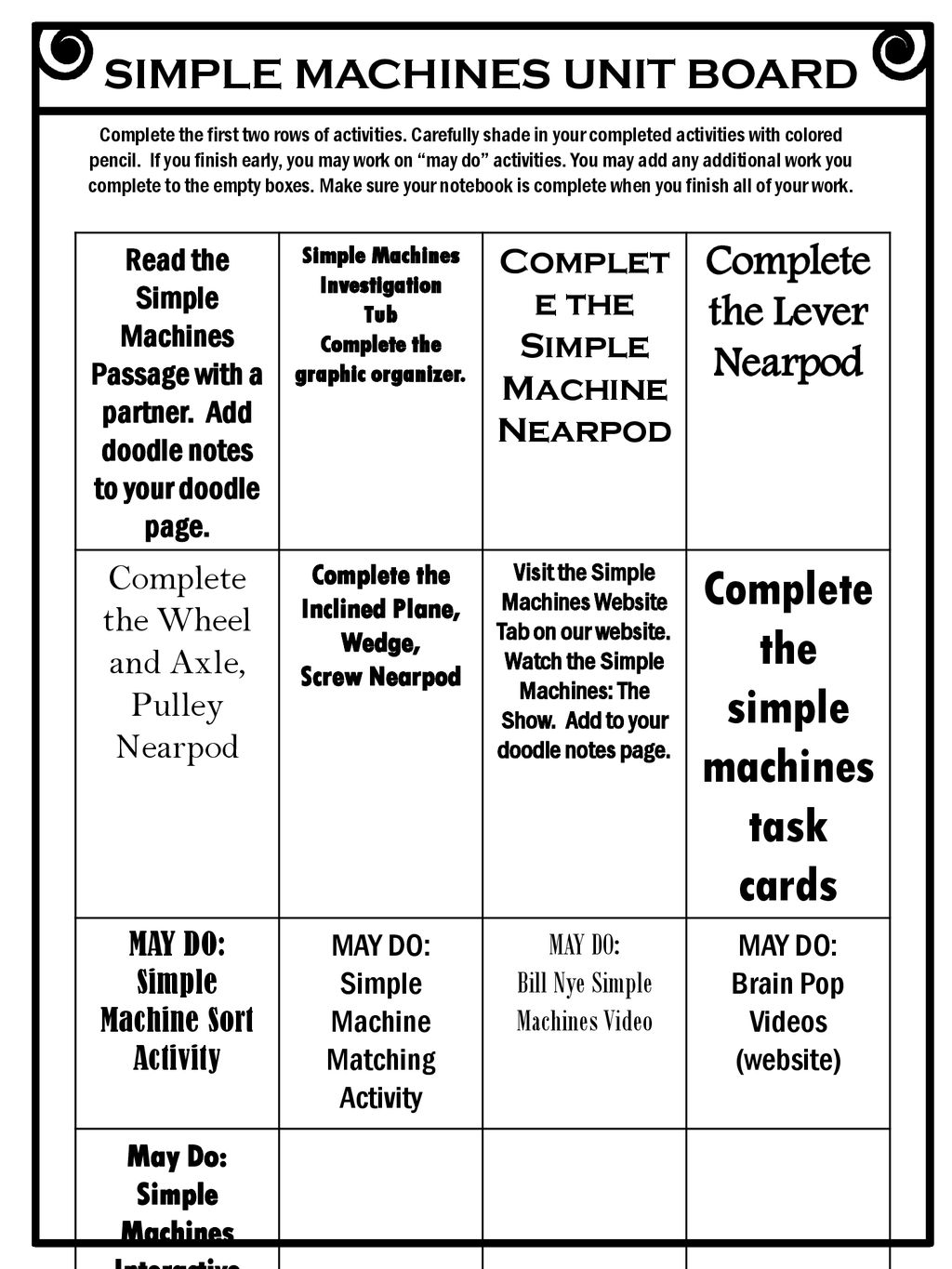 Complete The Simple Machines Task Cards Ppt Download