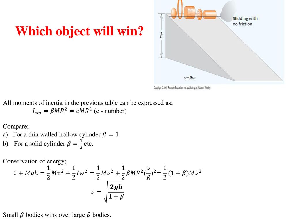 Which Object Will Win All Moments Of Inertia In The Previous Table Can Be Expressed As Ppt Download