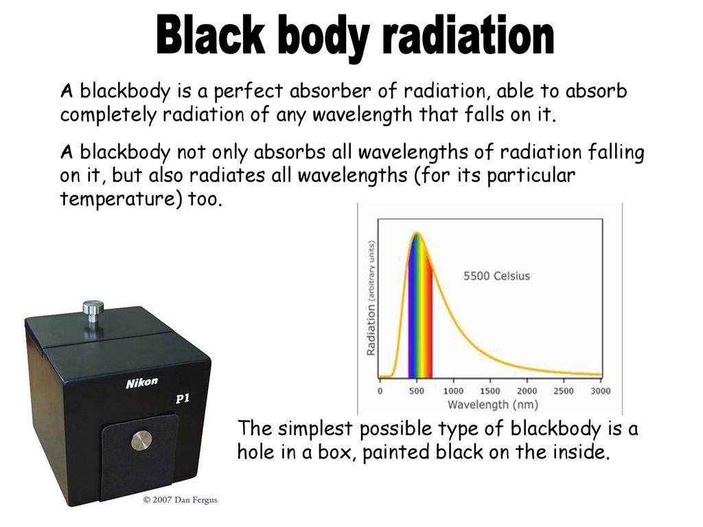 Black body radiation A blackbody is a perfect absorber of radiation, able  to absorb completely radiation of any wavelength that falls on it. A  blackbody. - ppt download