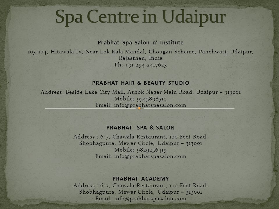 Spa Centre in Udaipur - ppt download
