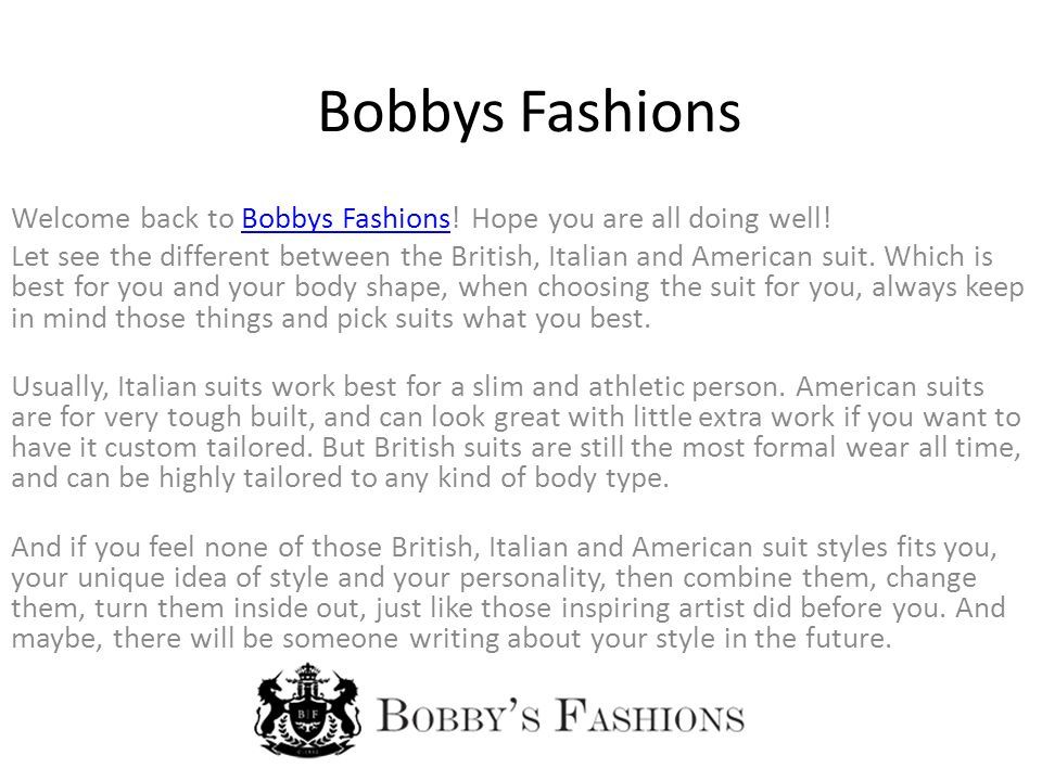 Key differences between American, British and Italian suits