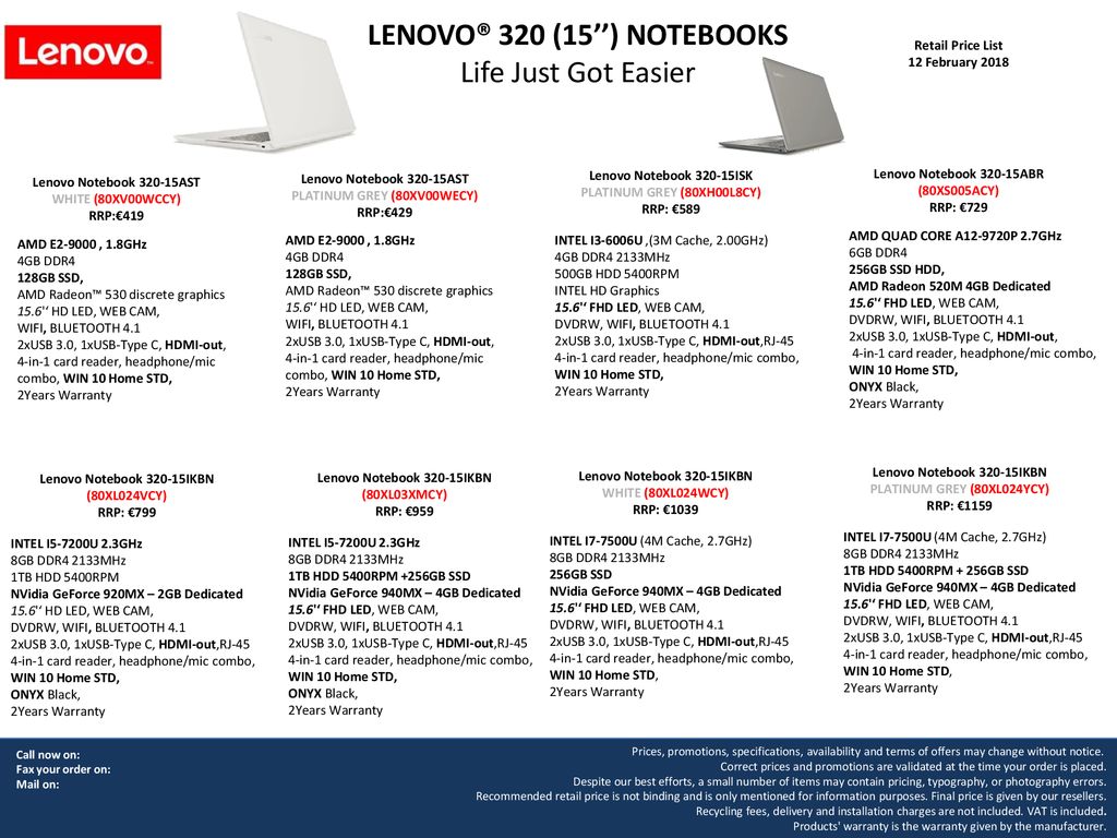 LENOVO® 320 (15'') NOTEBOOKS - ppt download