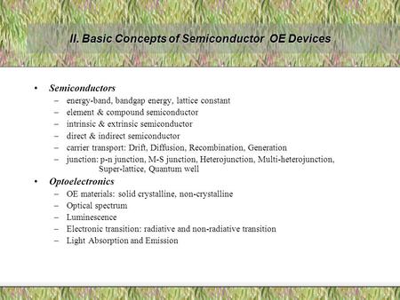 II. Basic Concepts of Semiconductor OE Devices