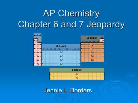 AP Chemistry Chapter 6 and 7 Jeopardy