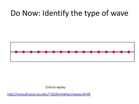 Do Now: Identify the type of wave Click to replay