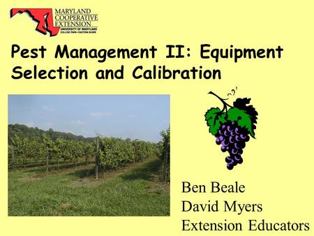 Pest Management II: Equipment Selection and Calibration