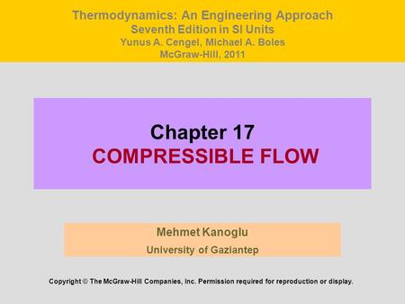 Chapter 17 COMPRESSIBLE FLOW