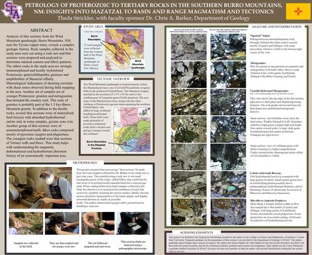 PETROLOGY OF PROTEROZOIC TO TERTIARY ROCKS IN THE SOUTHERN BURRO MOUNTAINS, NM: INSIGHTS INTO MAZATZAL TO BASIN AND RANGE MAGMATISM AND TECTONICS Theda.
