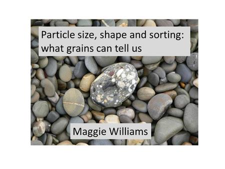 Maggie Williams Particle size, shape and sorting: what grains can tell us.
