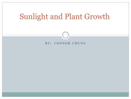 BY: CONNOR CHUNG Sunlight and Plant Growth. Big Question Does amount of sunlight a plant receives have an affect on it’s growth?
