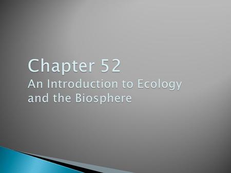 Chapter 52 An Introduction to Ecology and the Biosphere