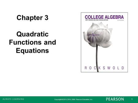 Quadratic Functions and Equations