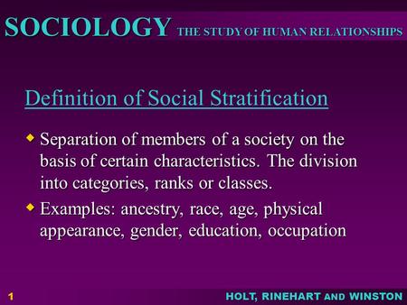 Definition of Social Stratification