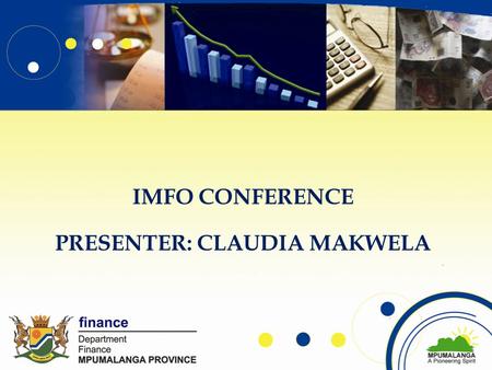 IMFO CONFERENCE PRESENTER: CLAUDIA MAKWELA. OUTLINE Purpose Challenges Role played by IA Value add Treasury guides.