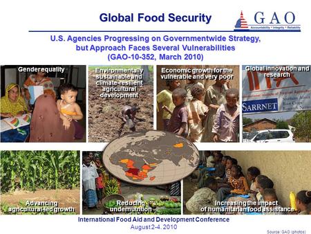 Source: GAO (photos) International Food Aid and Development Conference August 2-4. 2010 Global Food Security U.S. Agencies Progressing on Governmentwide.