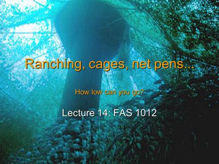 Ranching, cages, net pens... How low can you go? Lecture 14: FAS 1012.