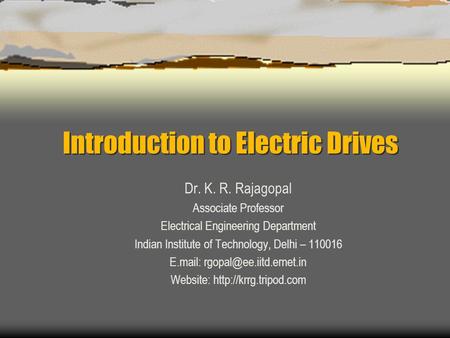 Introduction to Electric Drives