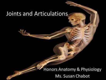 Joints and Articulations Honors Anatomy & Physiology Ms. Susan Chabot.