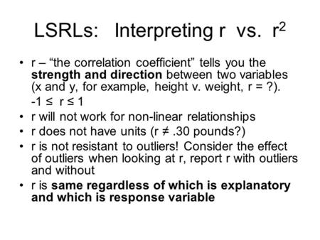 LSRLs: Interpreting r vs. r2